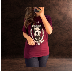 T-shirt imprimé avec strass pour femme