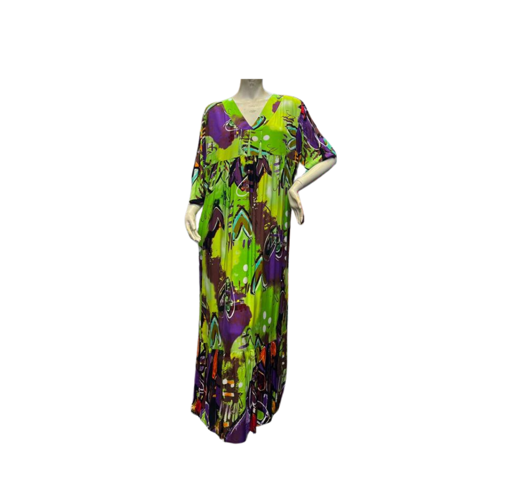 Robe colorée à motifs violet et Vert 