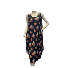 Robe Jebba Noir sans manches à motifs rouge