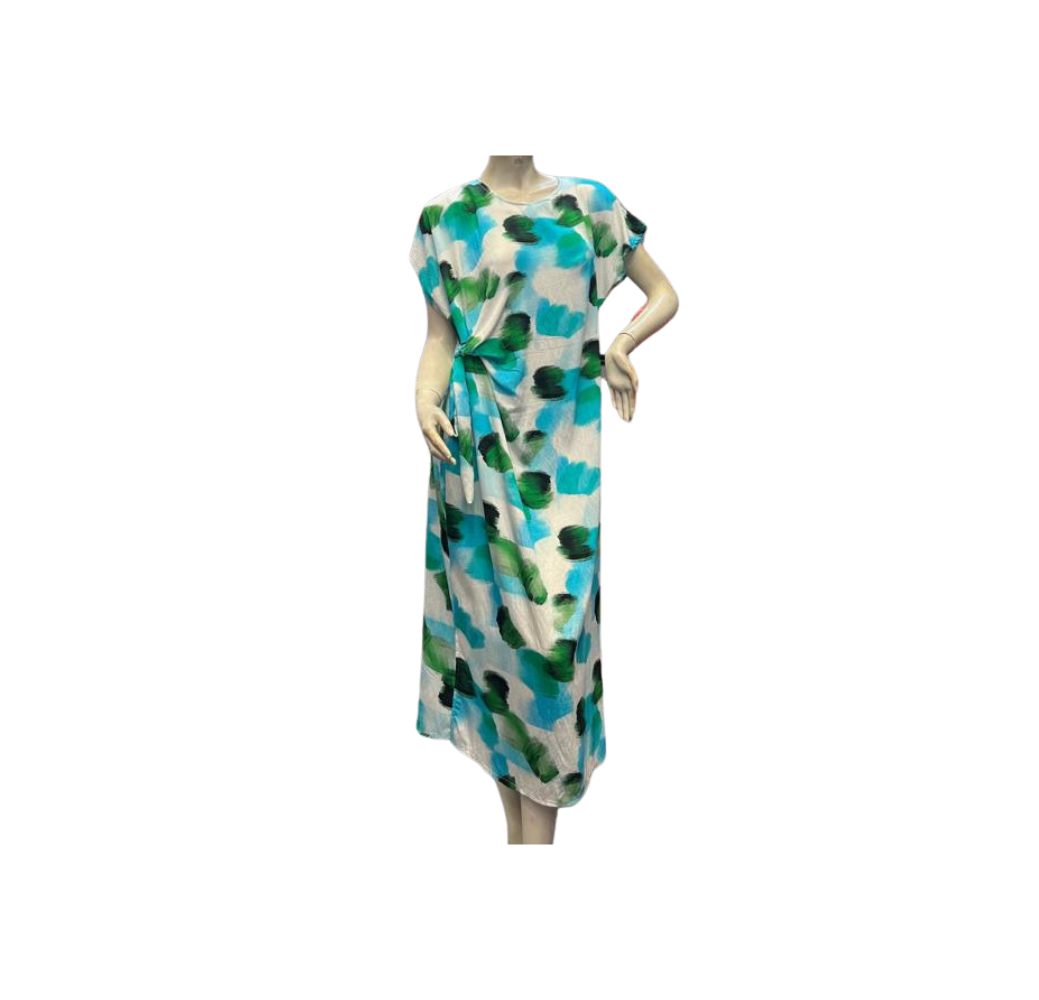 Robe colorée à motifs vert et bleu 