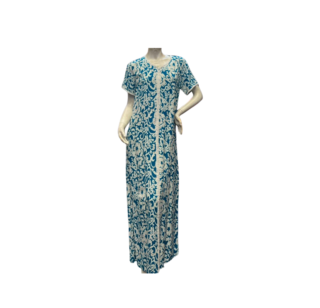 Robe jebba à motifs bleu 