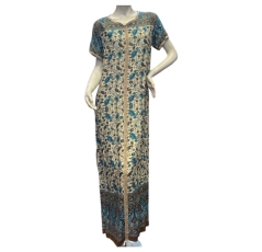 Robe fleurie colorée – Bleu & Biege