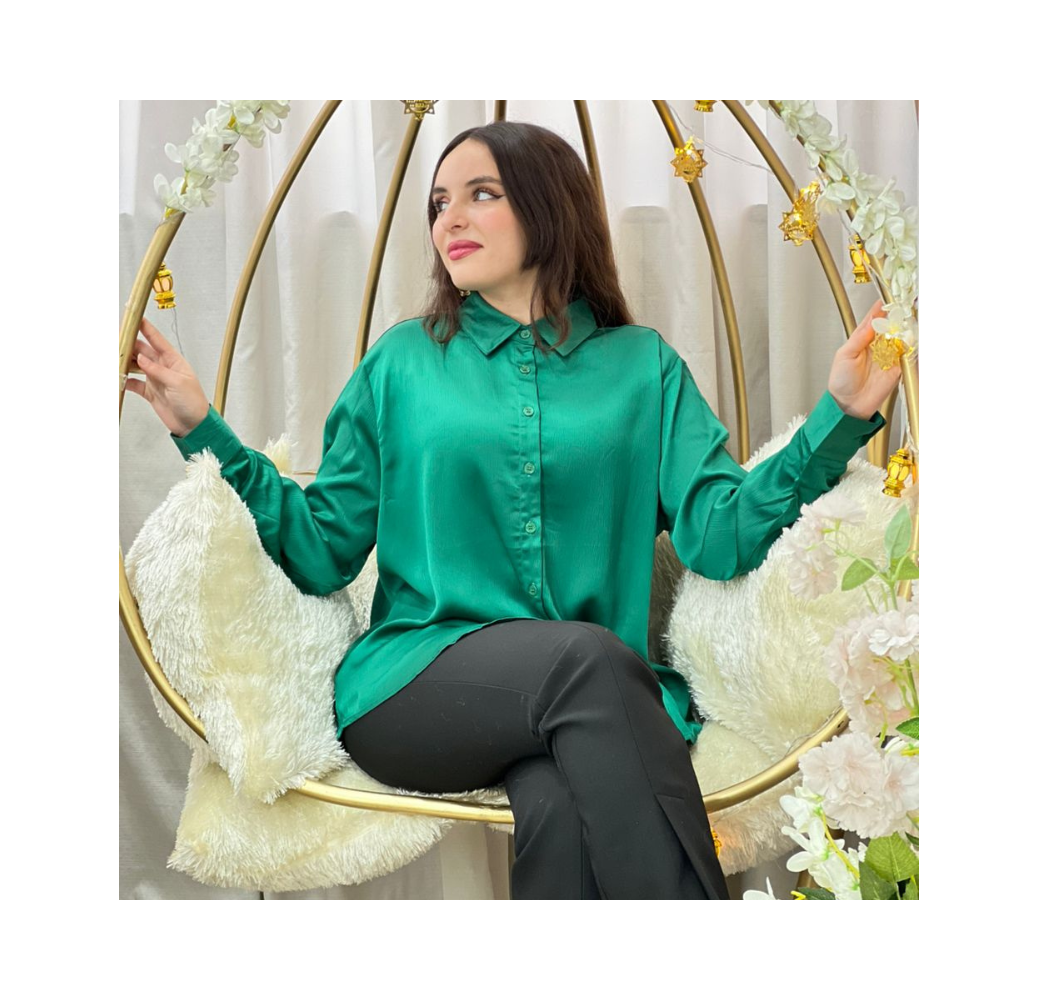 Chemise satin Vert