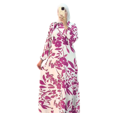 Robe d'été à fleurs longue rose