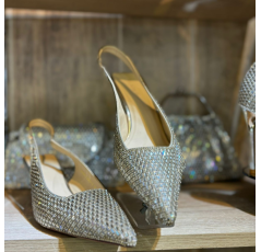 Escarpins à strass doré