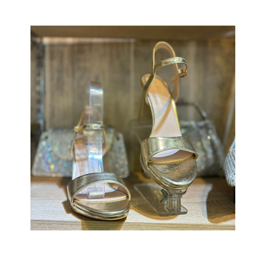 Sandales à talons minimalistes doré