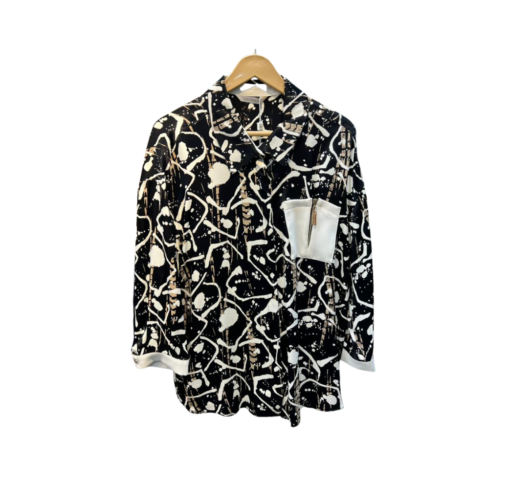 Chemise femme à motifs noire et balnc 