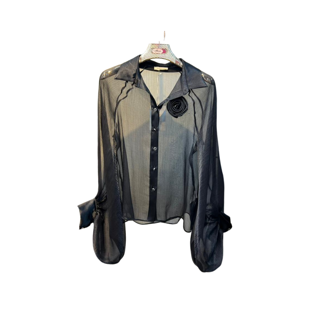Chemise femme noire transparente classique