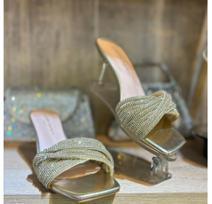 Mules élégantes doré a strass