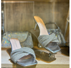 Mules élégantes argenté a strass