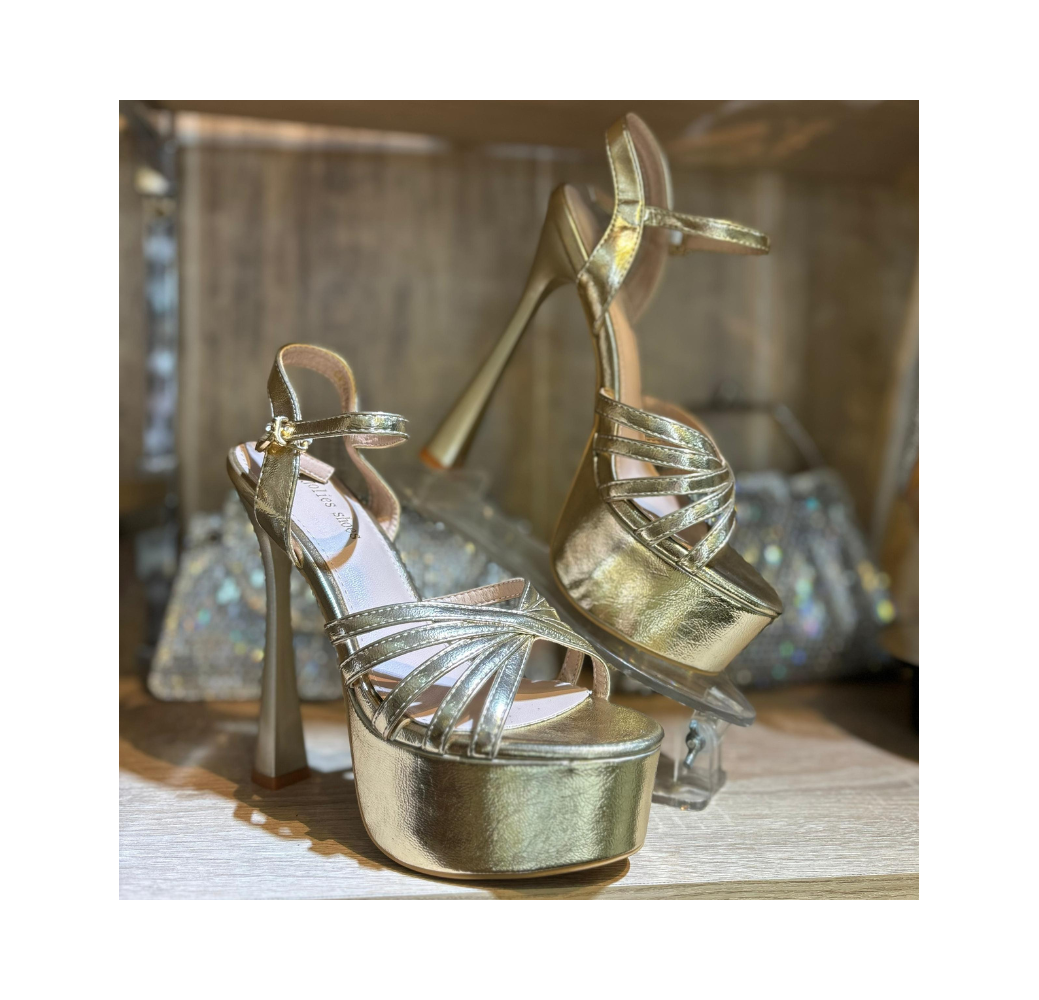 Sandales à plateforme doré