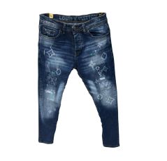 Pantalon en jean LV décoloré bleu