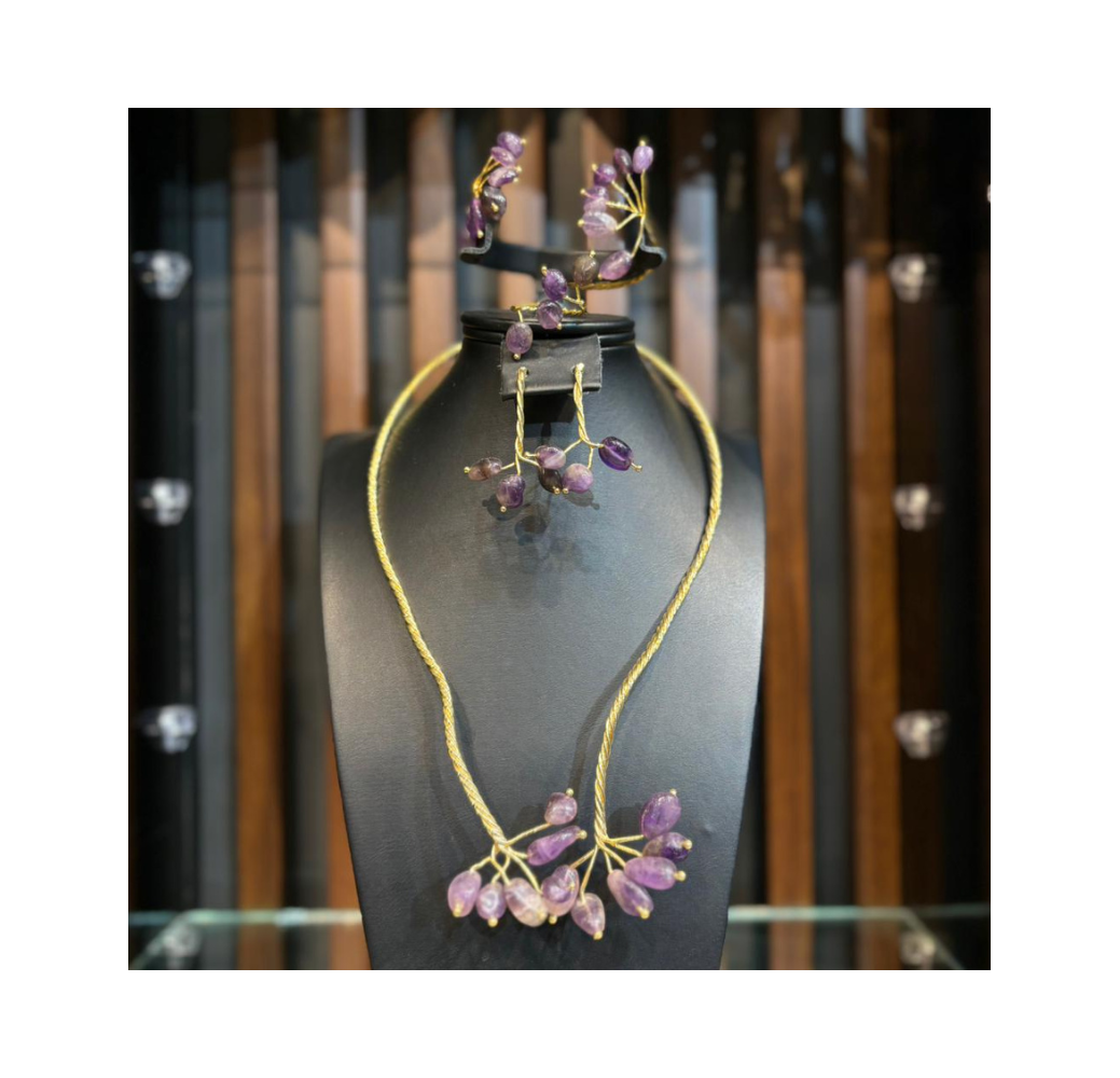 Parure en agate rincé avec de l’or