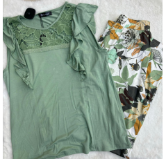 Pyjama haut vert pantalon imprimé