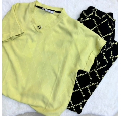 Pyjama deux pièces jaune a carreaux