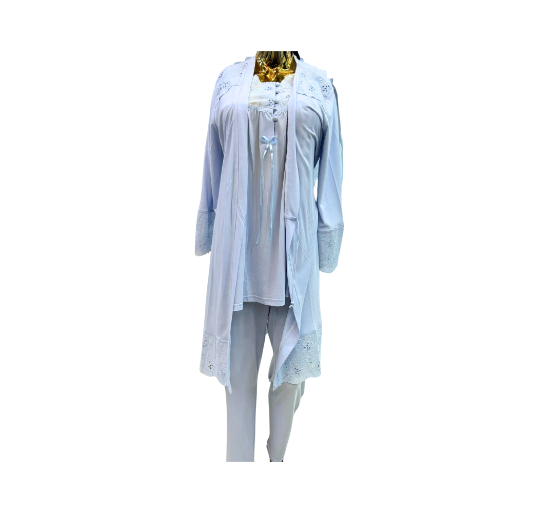 Nuisette d’allaitement trois pièces bleu