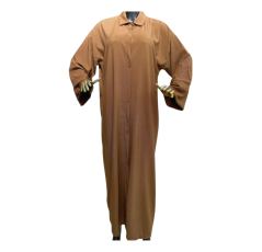 Robe Longue à Bouton Marron – Bahdja Boutique