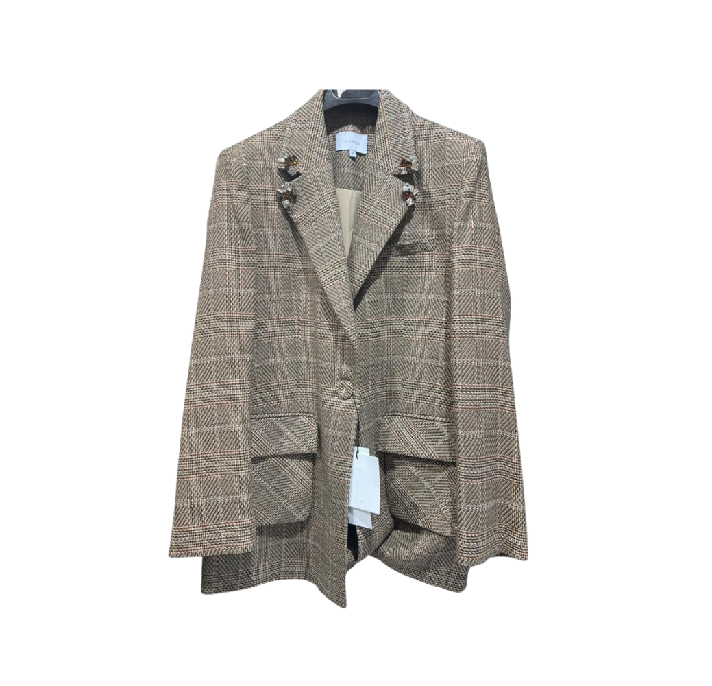 Blazer à carreaux beige