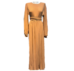 Hijab de sortie femme avec ceinture long marron – Boutique Aidoo