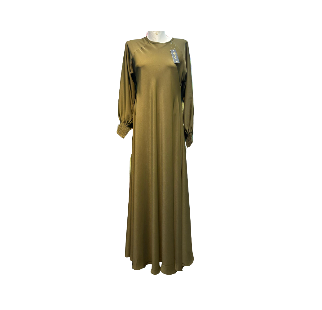 Hijab de sport long avec élastique kaki