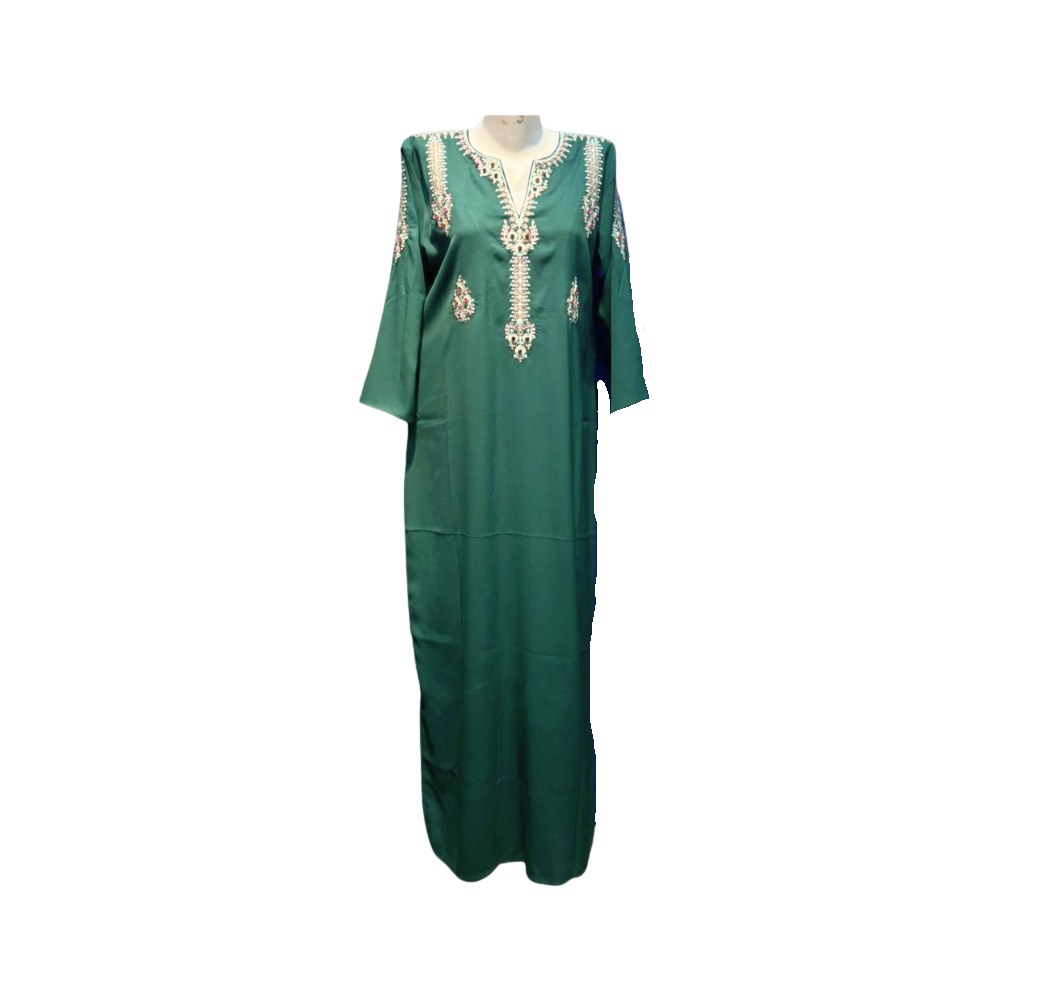 Robe d'intérieur verte avec broderie – Boutique Aidoo