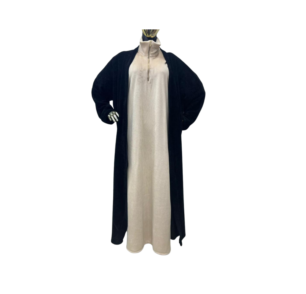 Robe longue drapée plissée beige – Boutique Bahdja