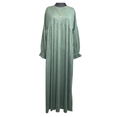 Robe longue drapée plissée vert – Boutique Bahdja