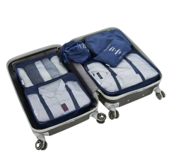 Rangement à valises bleu