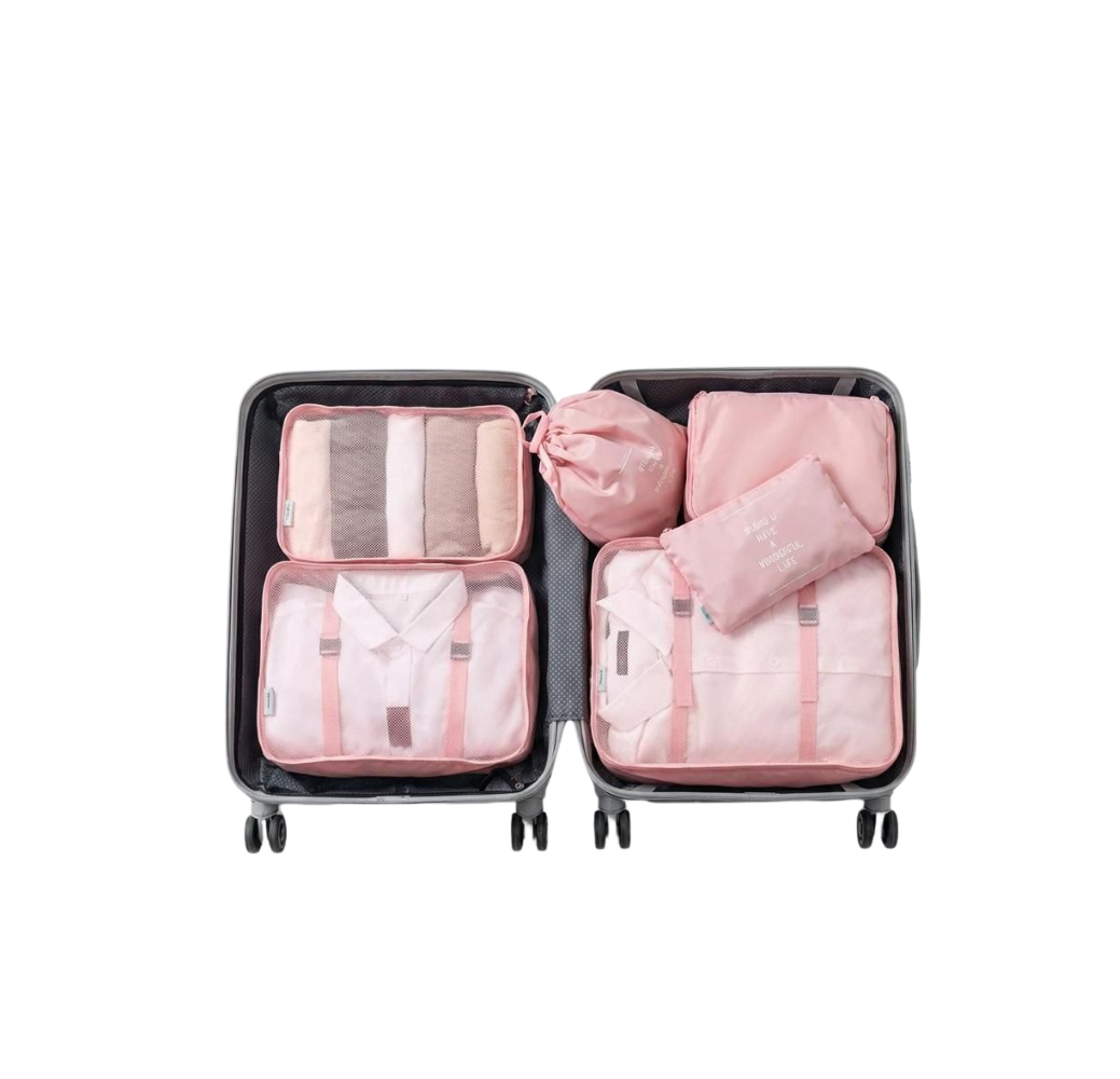 Rangement à valises rose 
