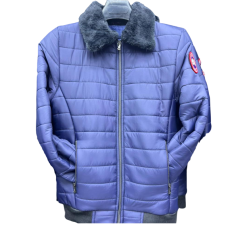 Veste bleue à col fourrure